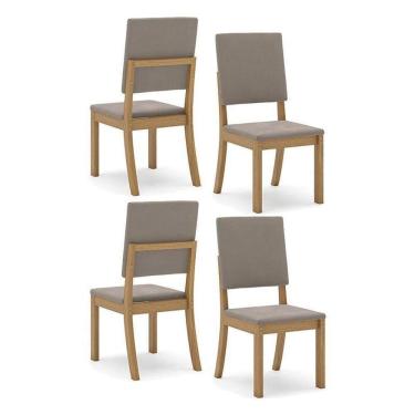 Imagem de Cadeira Para Mesa De Jantar Milla Kit 4 Peças Nature Marrom Amêndoa - Henn