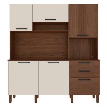 Imagem de Cozinha Compacta 6p 2g 180 Cm Ferrara Nogueira Nogueira