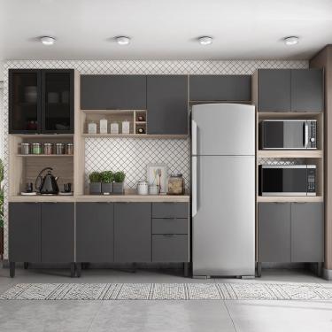 Imagem de Cozinha Compacta Firenze FI0001 Avena Touch Grafito Demóbile