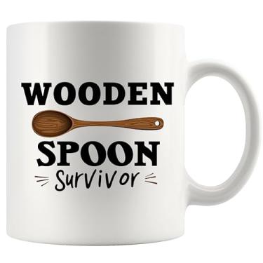 Imagem de Colher de madeira sobrevivente retrô Old School Presentes de retrocesso dos anos 90 40º 50º 60º 70º aniversário presentes para mãe pai avó avô dia das mães dia dos pais caneca de café cerâmica 325 ml