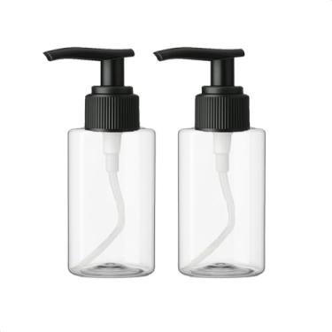 Imagem de Kit 2 Saboneteira Preta Pump Refil Frasco 100ml Creme Shampoo Sabão Liquido Sabonete