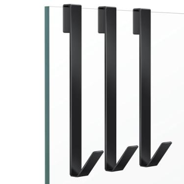 Imagem de FUMAX Ganchos de porta de chuveiro de 30,5 cm, ganchos de chuveiro para toalhas, ganchos de toalha estendidos resistentes sem perfuração para banheiro porta de vidro sem moldura, ganchos de toalha