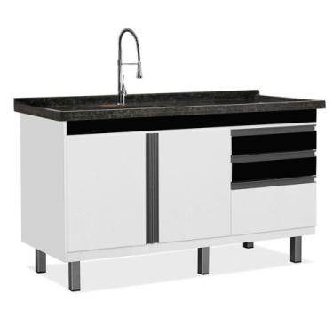 Imagem de Gabinete de Cozinha Vitória para Pia de 1,44 m - Boatto Móveis , Branc