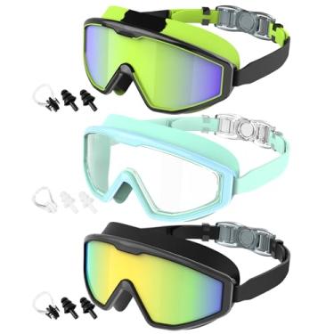 Imagem de CIFOYA Óculos de natação infantis, pacote com 3 óculos de natação para crianças de 4 a 16 anos, óculos de piscina com proteção UV antiembaçamento para meninos e meninas