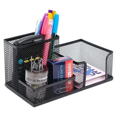 Imagem de Organizador de Mesa Porta Caneta Multiuso Lápis Nicho de Escritório Com 4 Divisórias Escritório