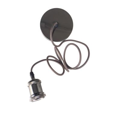 Imagem de Kit 2 Pendente Fio Soquete Vintage Preto Perola Aluminio