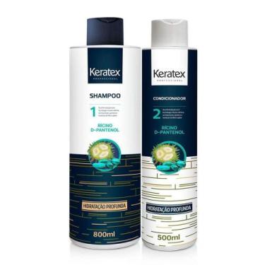Imagem de Kit Shampoo + Condicionador Keratex Hidratação Profunda com Rícino e D