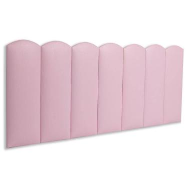 Imagem de Cabeceira Casal Kit 7 Placas Modelo Nuvem - Courino Rosa