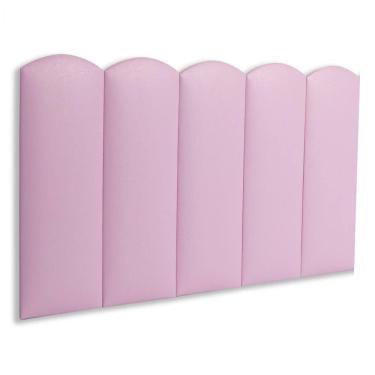 Imagem de Cabeceira Solteiro Kit 5 Placas Modelo Nuvem - Courino Rosa