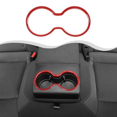Imagem de HTHE Suporte de copo de água interno vermelho para decoração de tampa de anel compatível com Chrysler 300 300C 2010+ acessórios interiores