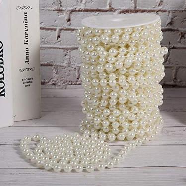 Imagem de Zerodis Cordão de Pérola Corda de Pérola de 10 Mm 20m Fios de de de Rolo Decoração de Cortagem de Barragem Artificial de Barragem de de de para Festa de Casamento para Festa de Casamento para de (Bege)