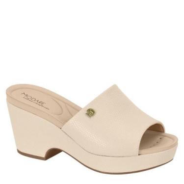 Imagem de Tamanco Feminino Salto Alto Anabela Conforto Modare 7137.123, Creme pa