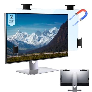 Imagem de [Pacote com 2] Protetor de tela magnético antiluz azul de 27 polegadas para monitor widescreen com proporção de 16:9, protetor de tela antiofuscamento para os olhos, película protetora removível de