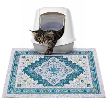 Imagem de Glittme Tapete de areia para gatos com fundo antiderrapante tapete de caixa de areia impermeável tapete de armadilha de areia fácil de limpar tapete de comida de gato lavável para gatinho, P