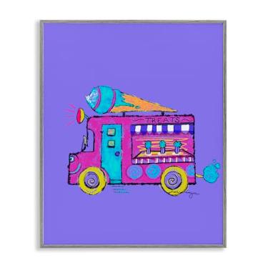 Imagem de Stupell Industries Design de arte giclée emoldurado cinza vibrante caminhão de sorvete roxo por Susan Lugar, 76 x 61