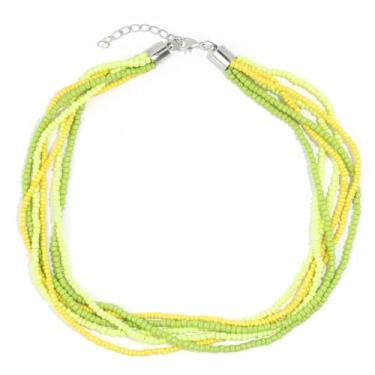 Imagem de SCRDPRAD Gargantilha colorida de várias camadas com contas de sementes para mulheres, boêmia, feita à mão, pedra de cristal, colar havaiano, aniversário, verão, praia, joias para presente, middle, Aço