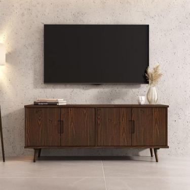Imagem de Rack Alto TV 65 Sala 4 portas 150 cm Moderno Cor Imbuia Tivoli - IDIME
