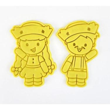 Imagem de Cortador Biscoito Casal Caipira Festa Junina 7cm - 2 Peças - Embody 3D
