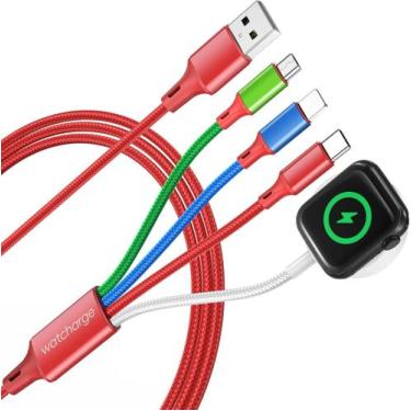 Imagem de Cabo de carregamento 4 em 1 USB C para Apple Watch e Galaxy Phone - wa