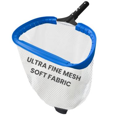 Imagem de Poolvio Rede de piscina de 35,5 cm – Ancinho de folhas de escumadeira de piscina resistente com moldura de alumínio e saco de malha fina profunda – Rede profissional de limpeza de piscina para folhas