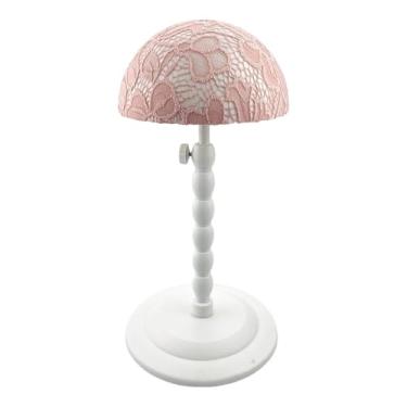 Imagem de Kokiya Suporte para cabeça de peruca, suporte para armazenamento, viagem, mesa, cabeça de manequim para estilizar, secar cabelo, exibição, salão de beleza e, Rosa