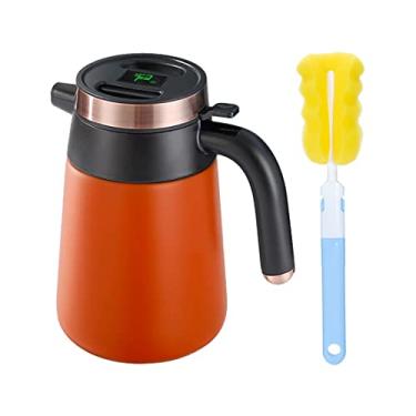 Imagem de Garrafa térmica de café de 1,530 g com visor de temperatura – Garrafa térmica de aço inoxidável 304 isolada a vácuo com parede dupla, garrafas de café para manter café e chá quentes para dispensador