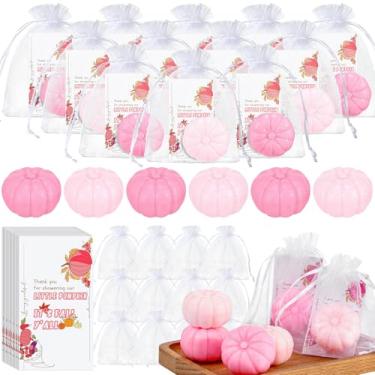 Imagem de Liliful 30 conjuntos de mini lembrancinhas de chá de bebê de abóbora incluídas sabão de abóbora cartões de agradecimento sacos de presente para outono chá de panela, casamento, outono, dia de Ação de
