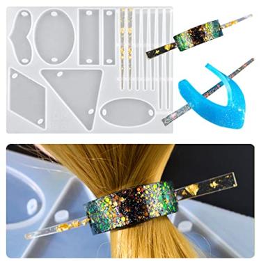 Imagem de KyeeaDIY Grampo de cabelo molde de resina de silicone faça você mesmo, moldes de silicone, acessório de cabeça, joias, alfinetes de cabelo, molde de fundição de epóxi decorativo para meninas e
