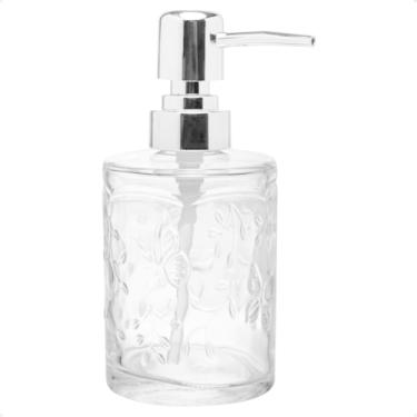Imagem de Porta Sabonete Líquido Vidro Butterfly Saboneteira Dispenser 250ml Transparente para Banheiro Lavabo