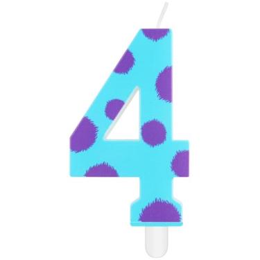 Imagem de iNINGER Miraculous Number 4 Birthday Candle Monster Cupcake Toppers for Kids, Miraculous Blue Purple Polka Dots Cartoon Monster Theme Number Candle for 4th Birthday Party Baby Shower.