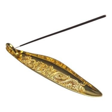 Imagem de Incensário Régua Canoa Metal Dragão E Fênix, Queimador de Incenso, Porta Incenso. (Dourado)