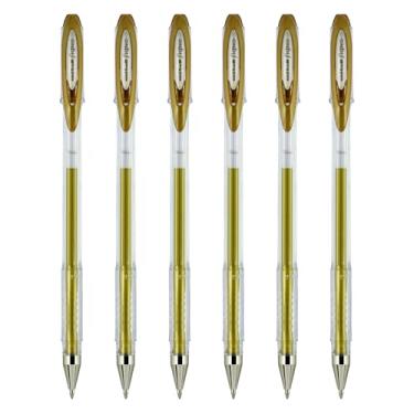 Imagem de Uniball Signo Canetas Stick de gel, ponta média (0,7 mm), tinta dourada, 6 unidades