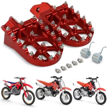 Imagem de USTPO Pegs de motocicleta Pegs Pedais Descansos CNC para CRF50 CRF 50 2025 2024 2013-2025 Dirt Pit Bike Vermelho