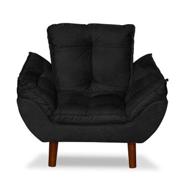 Imagem de Mini Poltrona Cadeira Infantil De Criança Suede Preto Pés Palito