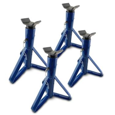 Imagem de Kit 4 Cavaletes Automotivos de Apoio 2 Ton Cada Tripé Ajustável em Aço Galvanizado para Carros e Oficinas - Feron