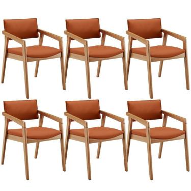Imagem de Kit 06 Cadeiras Para Sala de Jantar Estar Living Giorgia B04 Tecido Terracota - Lyam Decor