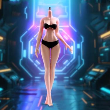 Imagem de RoofWorld Corpo feminino em escala 1/6 de 30,5 cm, super flexível, pele pálida, corpo de maquiagem com pés destacáveis, esqueleto de aço inoxidável, boneco modelo de soldado em miniatura