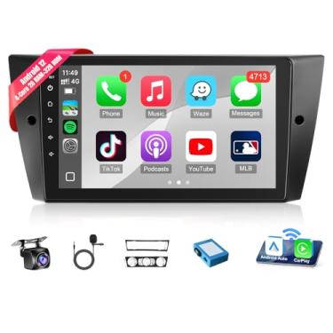 Imagem de Leadfan Estéreo automotivo para BMW Série 3 328i 335i 325i (E90/E91/E92/E93) 2005-2011 Unidade de Cabeça de Navegação GPS, Rádio Android Auto Wireless CarPlay com Câmera de Backup (com Versão de Fibra