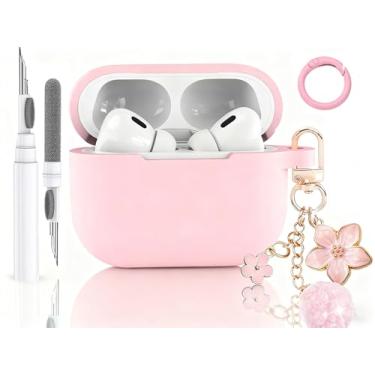 Imagem de Olytop Capa fofa para Airpods Pro 3 para meninas e mulheres, compatível com Airpod Pro 3ª geração com chaveiro de flores e caneta de limpeza, capa protetora de silicone macio para Apple iPod Pro 3