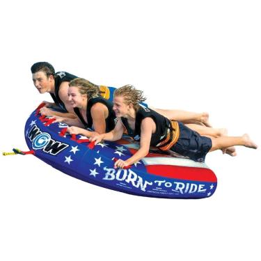 Imagem de Boia Rebocável para 1 a 3 Pessoas, Durável e Resistente para Passeios de Barco, WOW Sports Born to Ride, Azul
