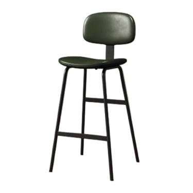 Imagem de hezhuhe2258 Cadeira de bar verde escuro pacote macio encosto alto banco alto ferro restaurante bar cadeira 75 cm