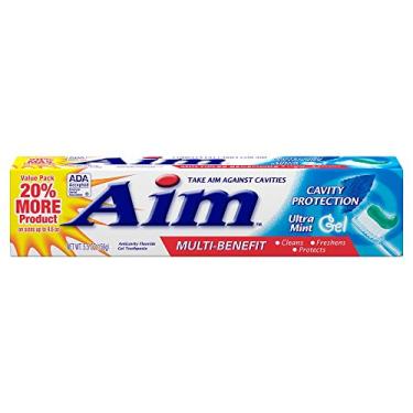 Imagem de Aim Pasta de dente com proteção contra cavidades Ultra Mint Gel, 156 g, pacote com 3