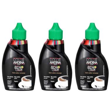 Imagem de Kit 3 Adoçante Stévia Líquido 100 Natural Color Andina 30ml-Unissex