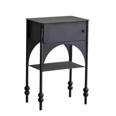 Imagem de Mesa lateral para sofá nórdico, sala de estar, armário lateral estreito, preto, quarto, mesa de cabeceira retrô, mesa de café, mesa lateral