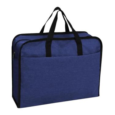 Imagem de Fenteer Pasta de negócios, pasta de arquivo, organizador de documentos, bolsa para trabalho ao ar livre, Azul Escuro 41x13x32cm