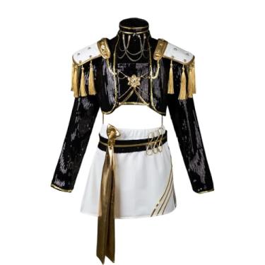 Imagem de Cosfun Conjunto de fantasia feminina Mira cosplay jaqueta preta dourada top saia conjuntos completos performance de palco 110