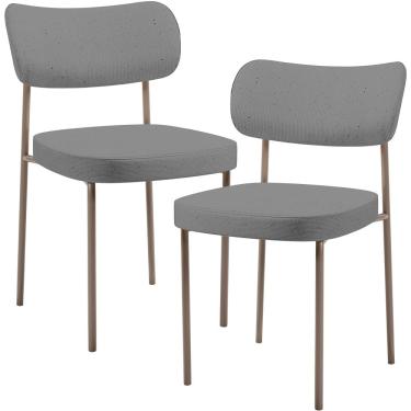 Imagem de Kit 02 Cadeiras Para Sala De Jantar Melina Base Arena L02 Linho Cinza Escuro - Lyam Decor