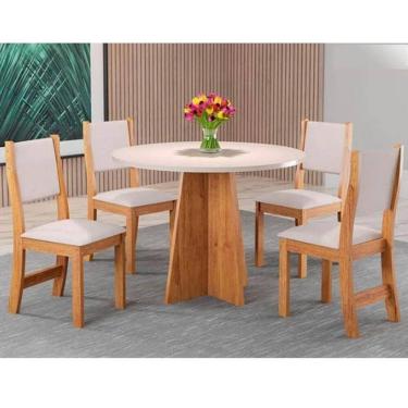 Imagem de Mesa REDONDA SLIN/FLIPP 90X90  CEDRO/OFF WHITE