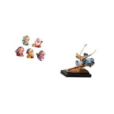 Imagem de Fenteer Estatuetas de Bailarina Da Fortuna, Esculturas de Mesa, Mini Estátuas de Resina, Estátua Rica para Quarto, Decoração de Festa de Ano Novo, Enfeit