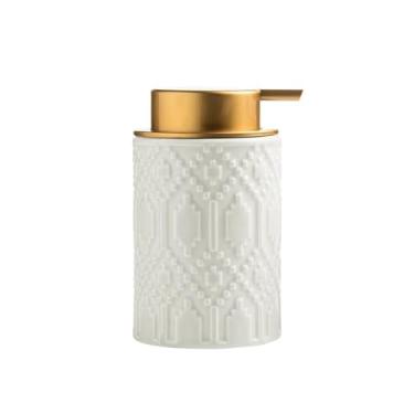 Imagem de hezhuhe2258 Dispensador de sabonete, garrafa de bolhas de cerâmica, loção para casa de banho, dispensador de sabão para clube de hotel (branco)